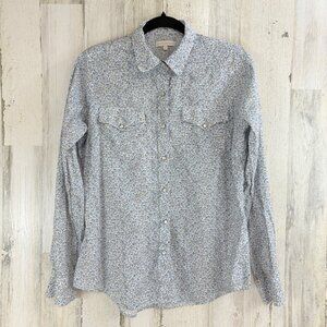 Ann Mashburn Western Shirt Sz L Liberty London Blue Floral Button Down